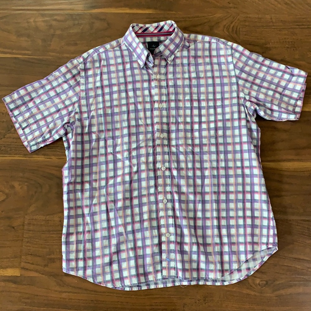Tailorbyrd Plaid Button-down Short Sleeve Size L